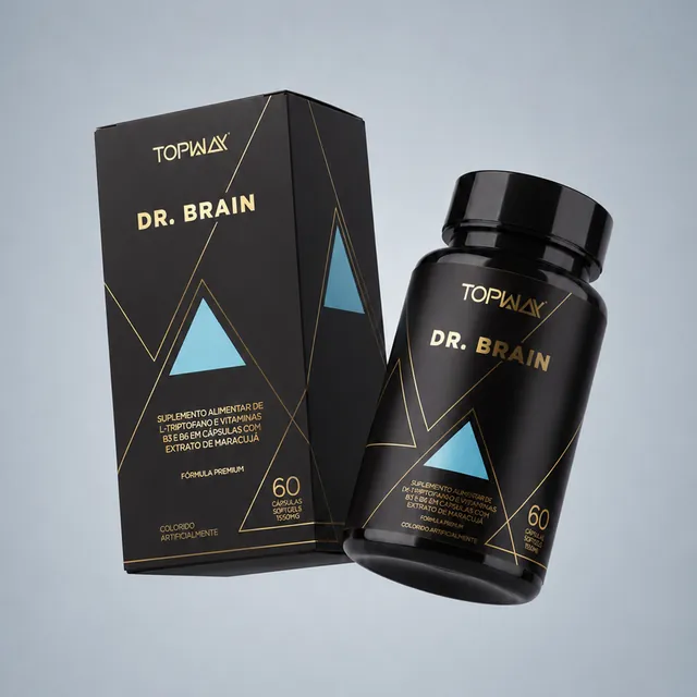 Caixa e frasco do Dr. Brain Topway
